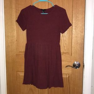 maroon crew neck dress - forever 21